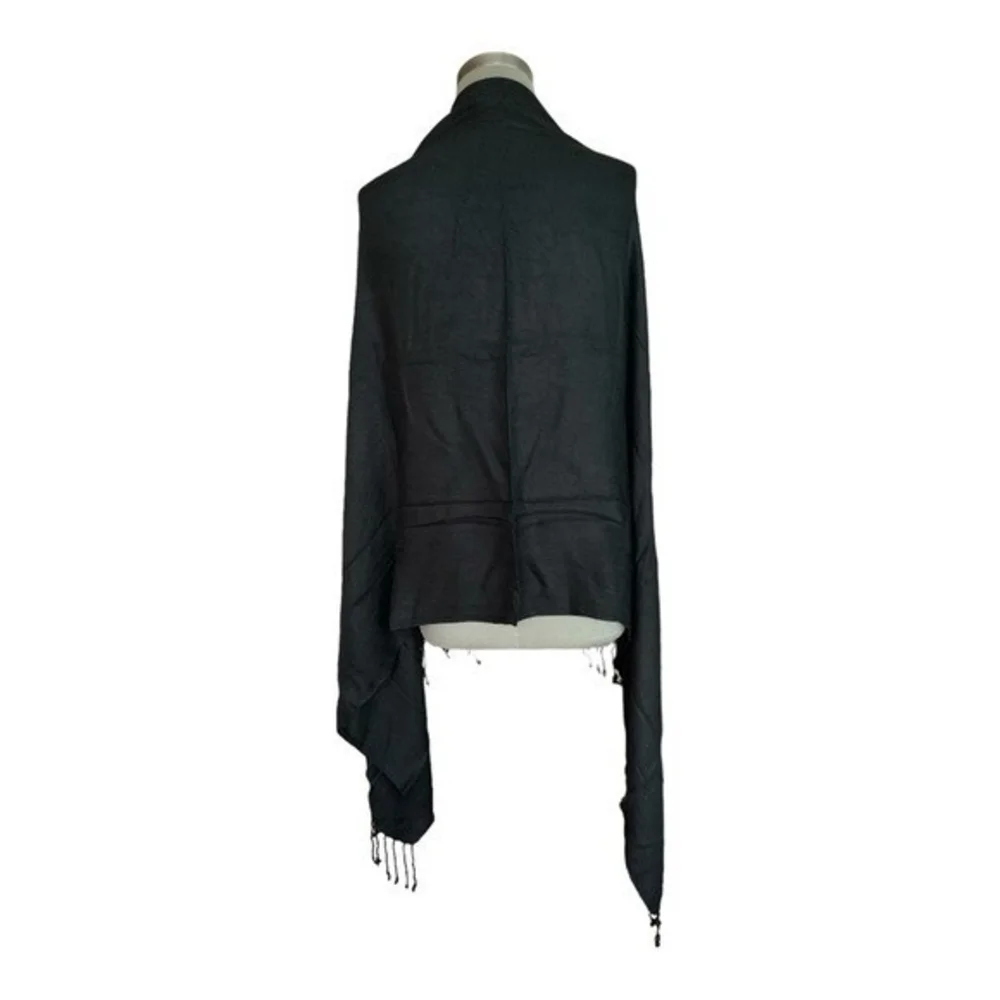 Bindya Lulla Black Viscose Fringe Scarf 54